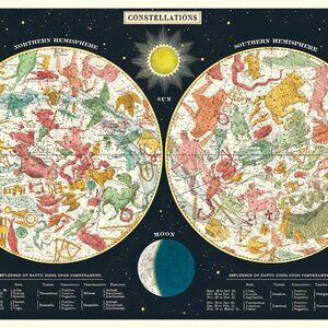 Wood Framed and Mounted Constellation Map Art Print